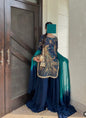 9000 Velvet Embroidered 3pc Article Peacock Design