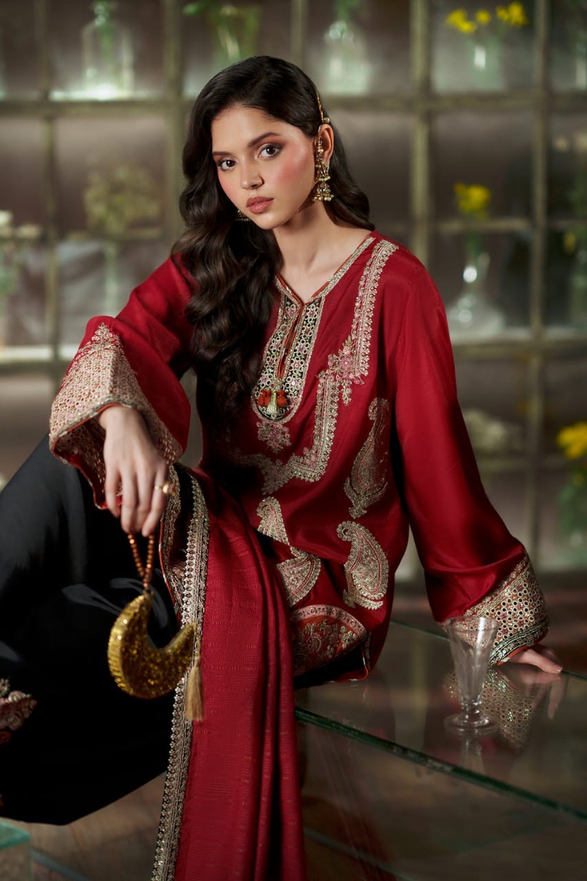 Ethnic Silk Luxury Embroidered Dress keri design