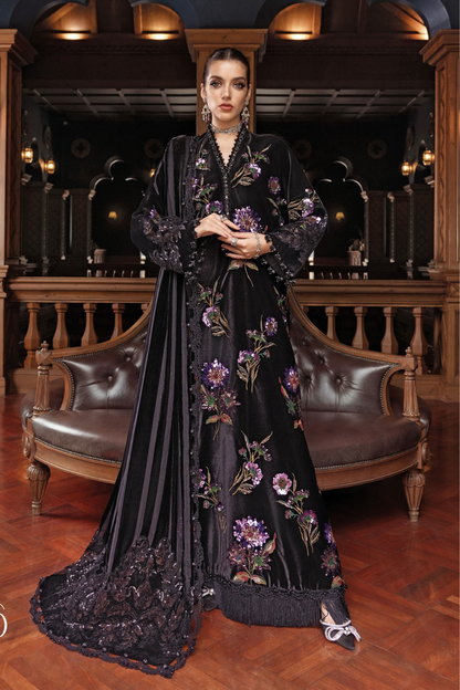 Silk luxury Embroidered 2pc Article Black Color