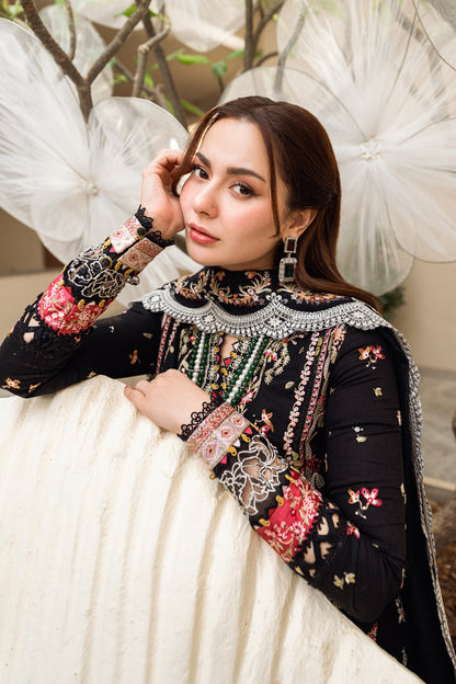 Dhanak Embroidered 3pc Luxury Article Black Color Hania Amir