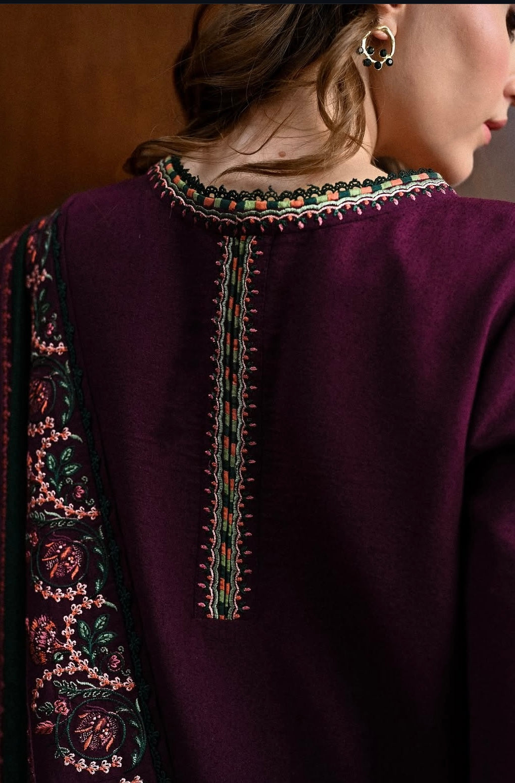 Zaib Dhanak Luxury 3 Piece with Embroidered Patches - Maryam Collection