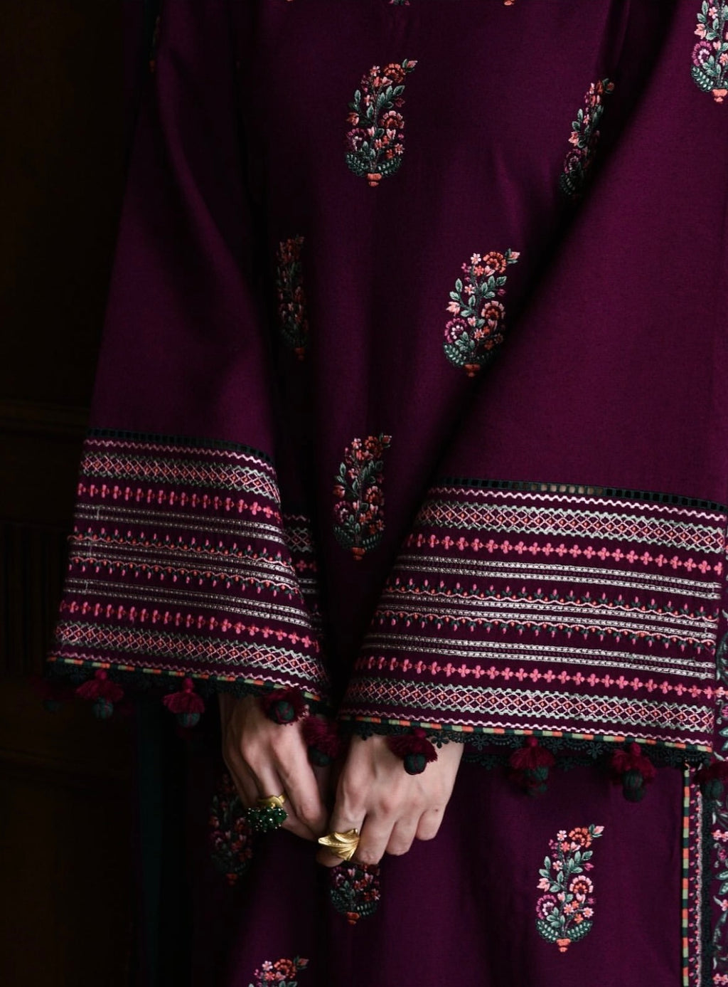 Zaib Dhanak Luxury 3 Piece with Embroidered Patches - Maryam Collection