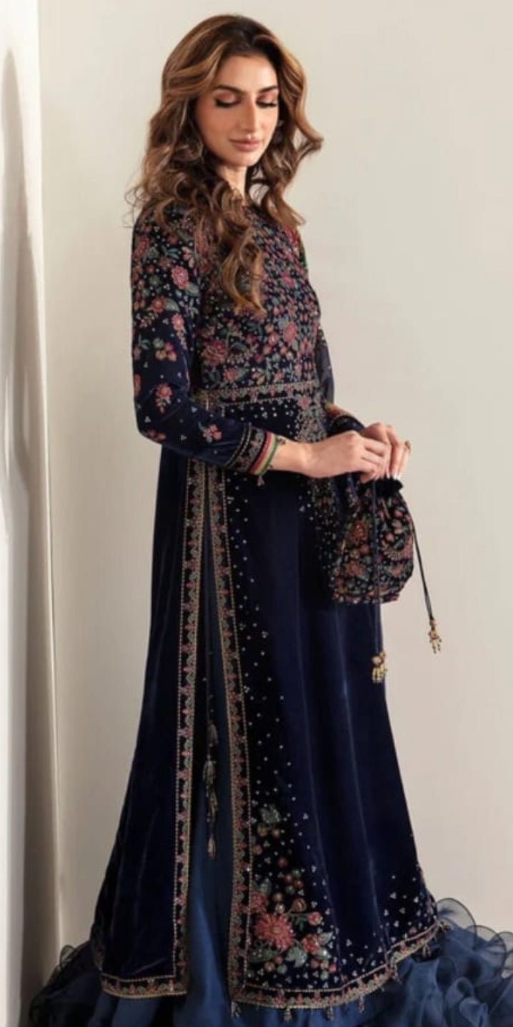 Jazmin Velvet Embroidered Dress 2 Piece Luxury