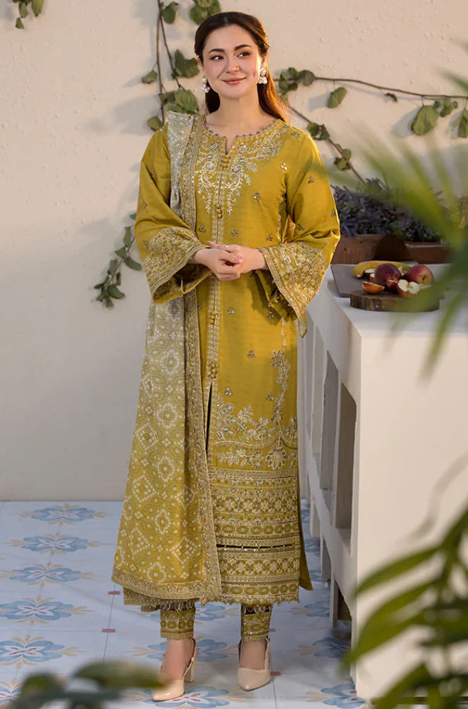 Laam Trending Dhanak 3 Piece with Embroidered Patches