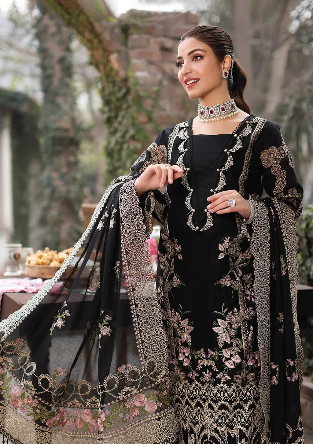 Kahf Luxury Dhanak Article with Heavy Embroidered Shawl 3 Piece
