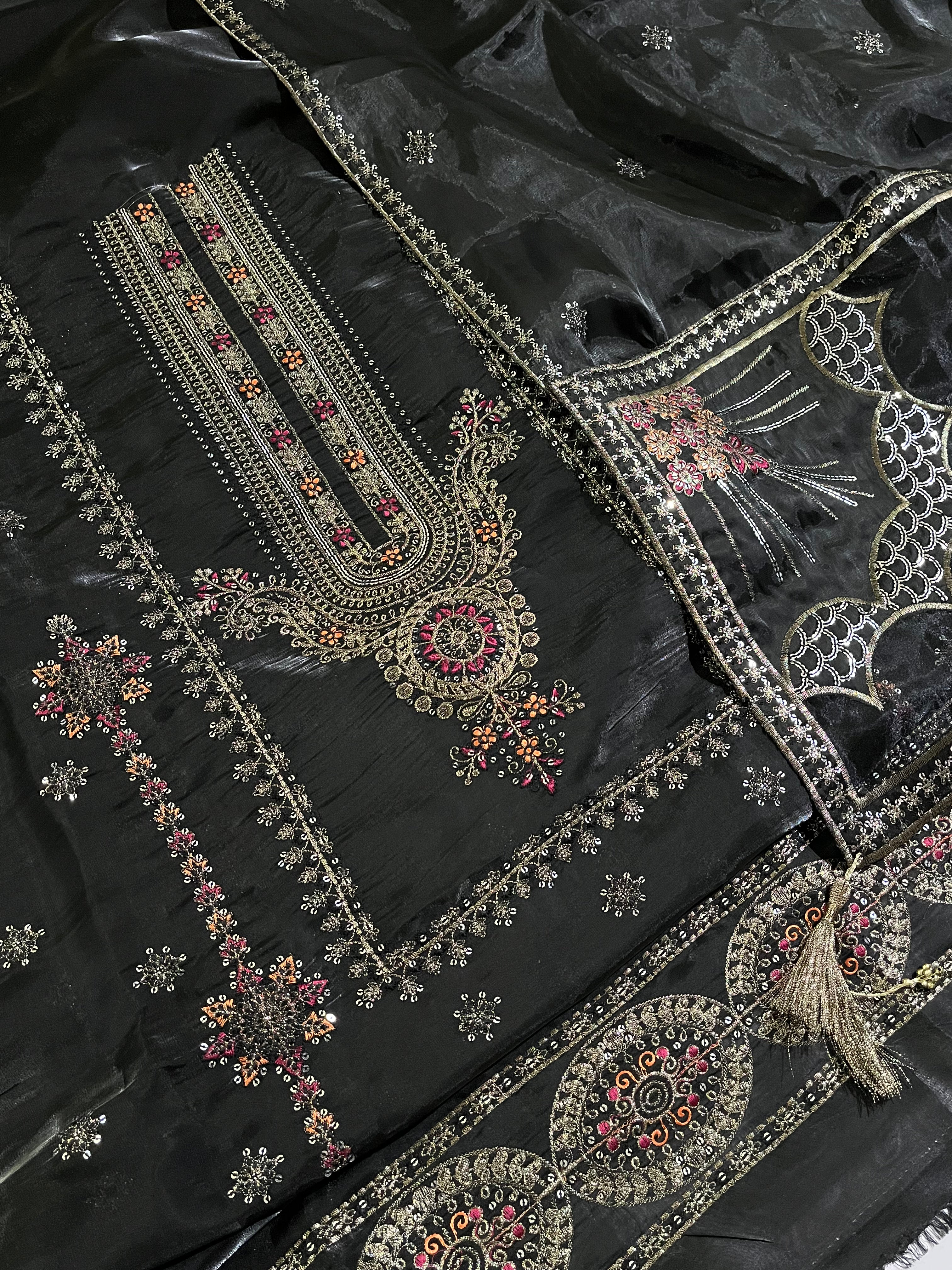 Shesha Silk Full Embroidered Article With Heavy Embroidered Duppata ready with tessel and four corners