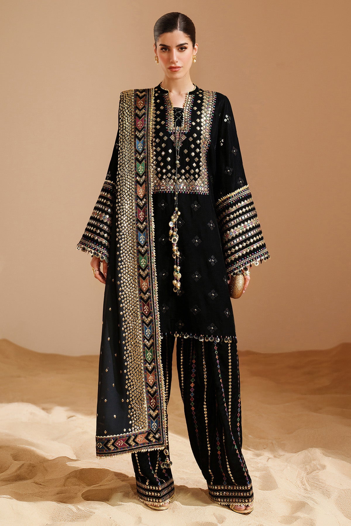 Jazmin Luxury Velvet with 9mm Sequence and Bamber Chiffon Duppata with 4 sided Heavy Patch