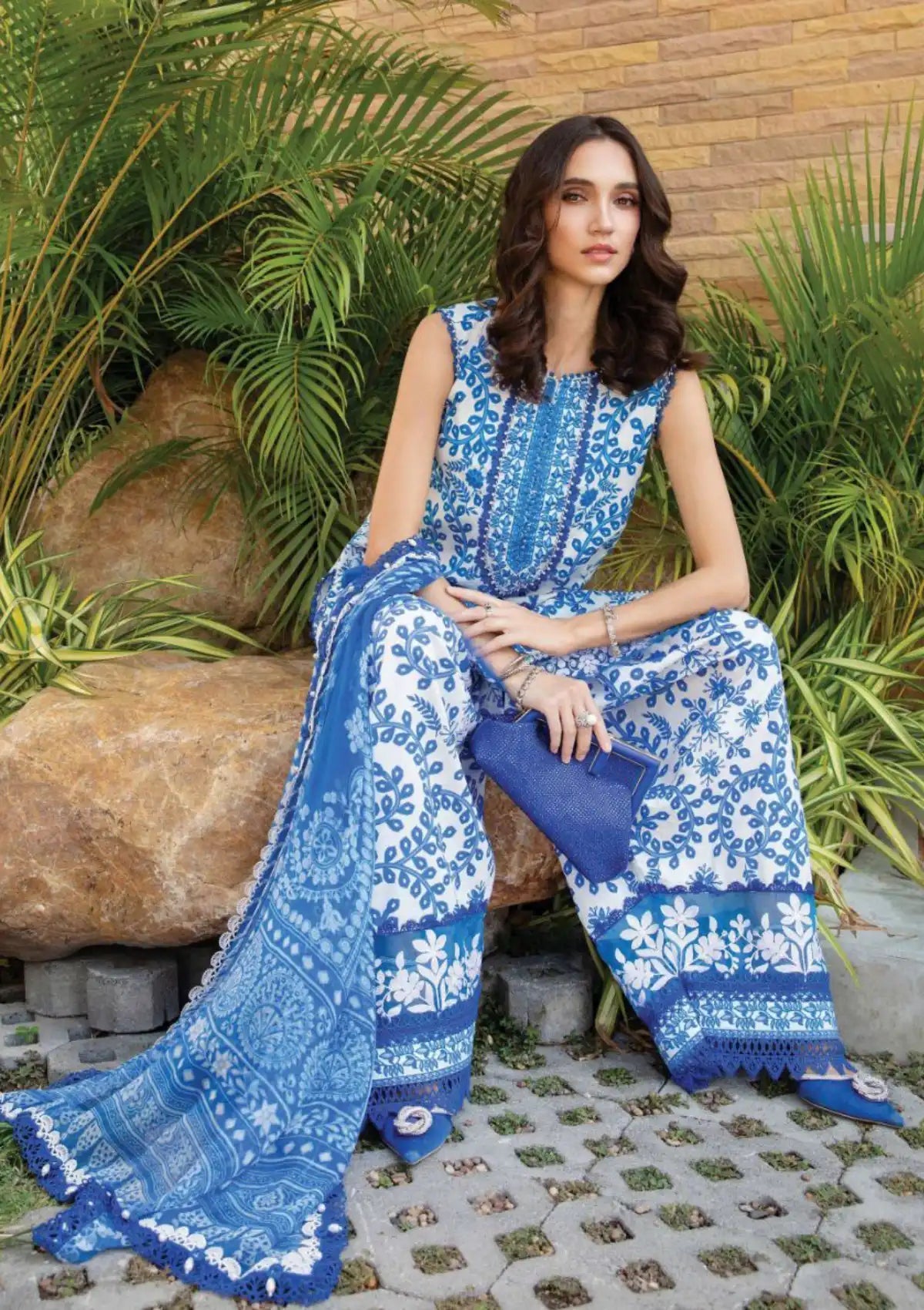 Maria B. Printed Lawn 3 Piece (Sleeves included)