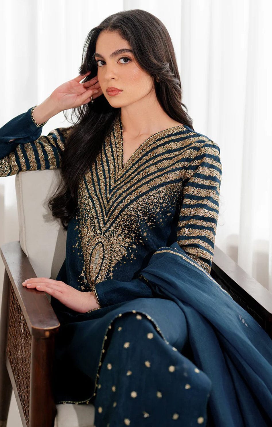 Jazmin Silk Embroidered 3 Piece - Maryam Collection
