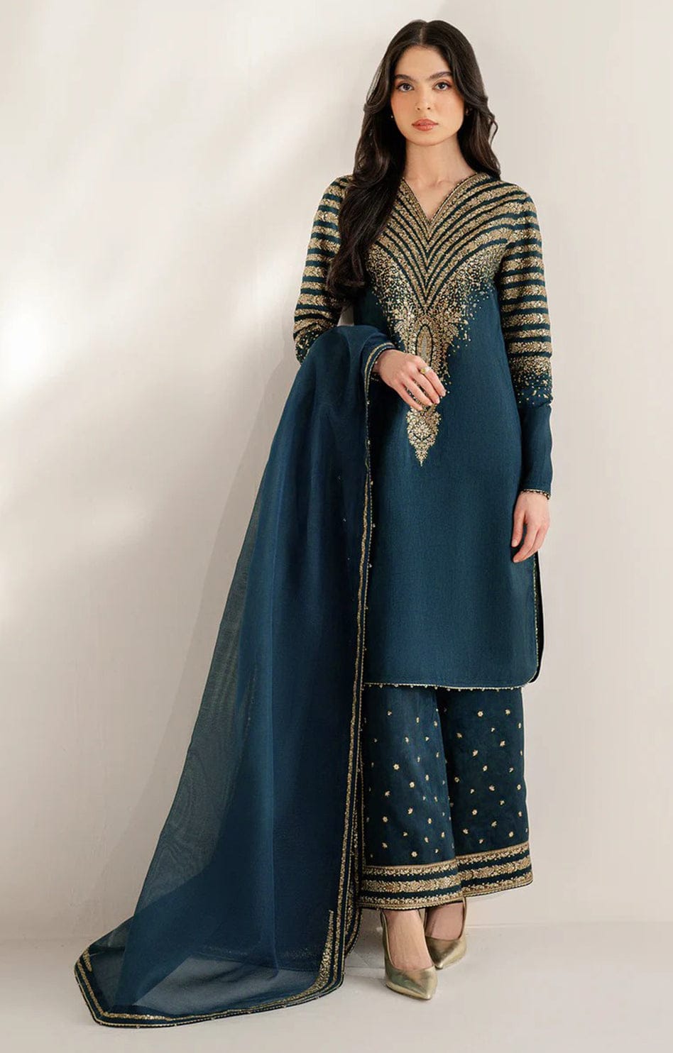 Jazmin Silk Embroidered 3 Piece - Maryam Collection