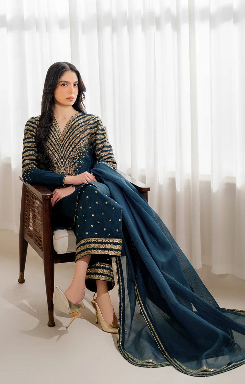 Jazmin Silk Embroidered 3 Piece - Maryam Collection