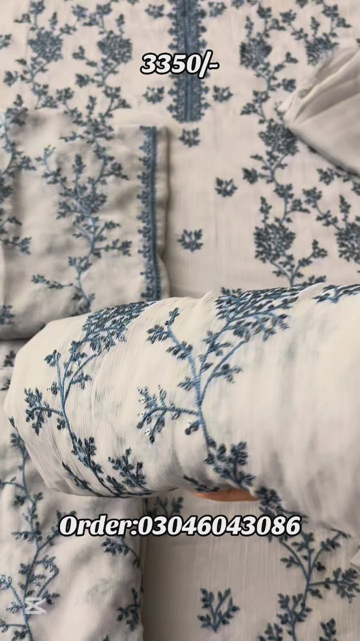 Pure Chiffon Trending 3 Pc Article Luxury Party Wear