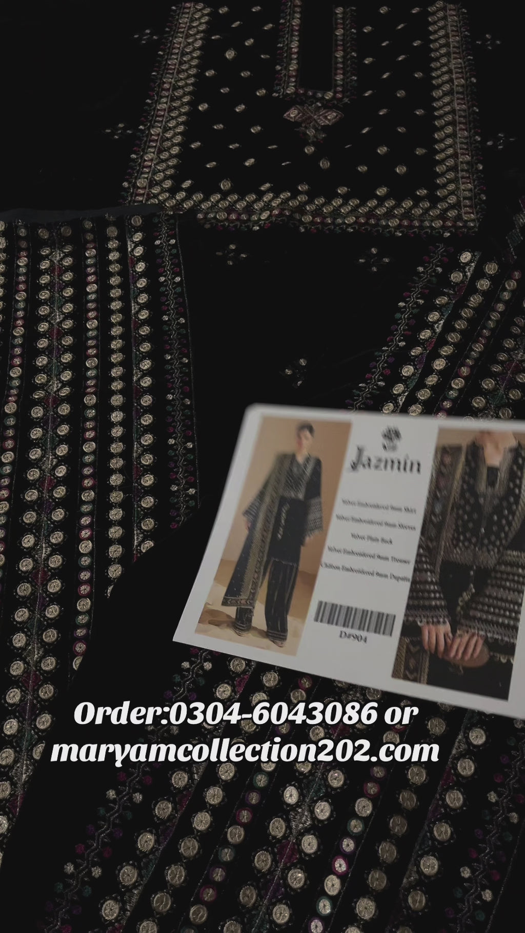 Jazmin Luxury Velvet with 9mm Sequence and Bamber Chiffon Duppata with 4 sided Heavy Patch