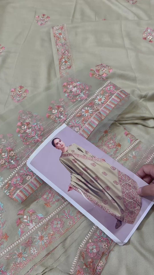 Bareeze Dhanak Embroidered 3pc Article With Dhanak Embroidered Shawl Pista color
