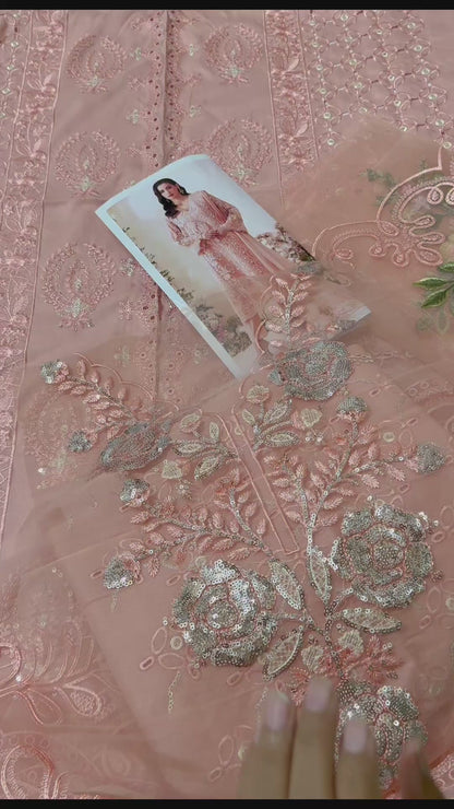 Dhanak Embroidered Luxury 3pc Article With Khaddi Net Dupatta MB