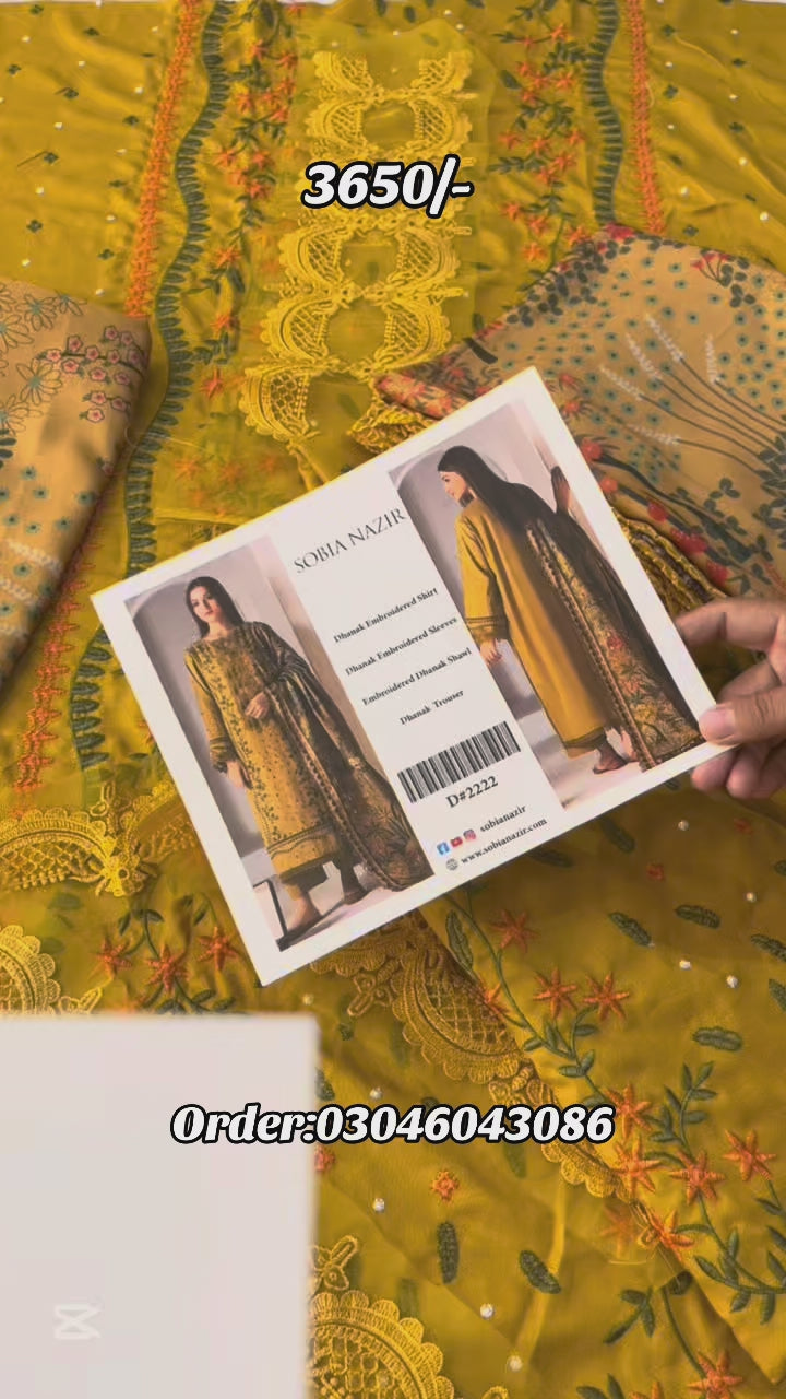 Sobia Nazir Dhanak Embroidered 3 Piece - Maryam Collection