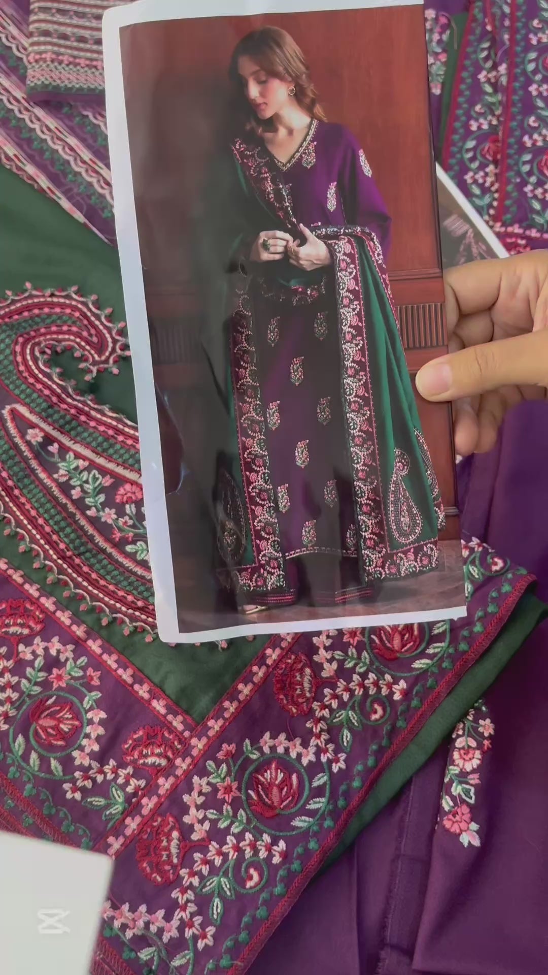 Zaib Dhanak Luxury 3 Piece with Embroidered Patches - Maryam Collection