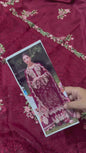 Kahf Dhanak Embroidered 3pc Article With Khaadi Net Duppata Maroon Color
