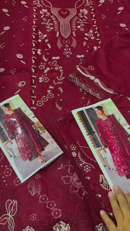 Aneelas Dhanak Embroidered 3pc Article With Dhanak Dupatta Butterfly